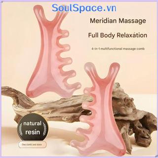 SOULSPACE Head Meridian Lược, Lược Massage kéo cơ mặt 4 trong 1, Dụng cụ mát xa mặt cạo đa chức năng