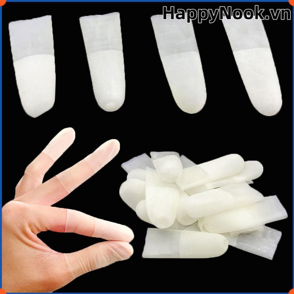 HAPPYNOOK 100 Chiếc Nắp Ngón Tay Dùng Một Lần, Cao Su Chống Tĩnh Điện, Bảo Vệ Ngón Tay, Chống Trơn Trượt, Trong Suốt, Dụng Cụ Nghệ Thuật Móng, Găng Tay Nơi Làm Việc