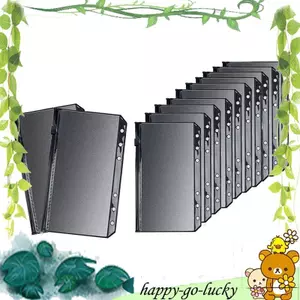 Túi chất kết dính A6 màu đen 12 chiếc PVC cho phong bì tiền mặt Túi dây kéo tiền ngân sách có thể tái sử dụng để lưu trữ tiền mặt 1 lưới