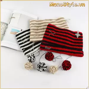 MONOSTYLE Y2K Mũ Beanie, Y2K Ngôi Sao Sọc Dễ Thương Mũ Quỷ, Tai Mũi Nhọn Chui Đầu Đan Mũ Len Thu Đông