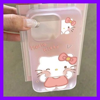 Ốp lưng mờ trong Hello Kitty hồng phong cách INS trẻ trung cho iPhone 17 16 15 14 13 11 12 Pro Max chống trầy xước bền