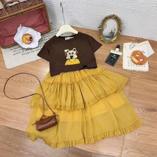 S336-[tomnaukids] Set áo thun cộc tay phối chân váy dáng dài cho bé gái - Size từ 8-35Kg