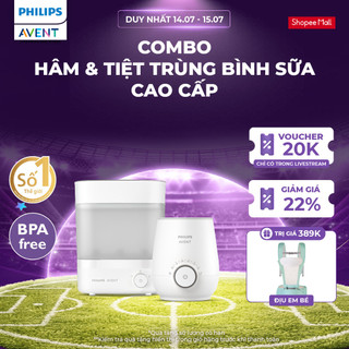 Combo Hâm & Tiệt Trùng Bình Sữa Cao cấp Philips Avent - Máy Hâm sữa cao cấp + Máy tiệt trùng và sấy khô