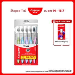 Bộ 5 Bàn chải Colgate Slimsoft Between Charcoal lông chải mềm mảnh xen sợi phủ than hoạt tính