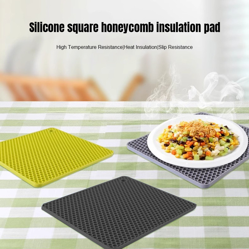 Tấm lót tổ ong bằng silicon vuông Tấm cách nhiệt gia đình Tấm lót nồi chịu nhiệt dày