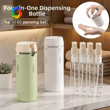Chai đựng đồ du lịch 4 trong 1 GOGOU, chống rò rỉ có tỷ lệ & nhãn dán Chai đựng đồ vệ sinh du lịch, Chai bơm không chứa BPA có thể đổ lại Vòi hoa sen & Du lịch
