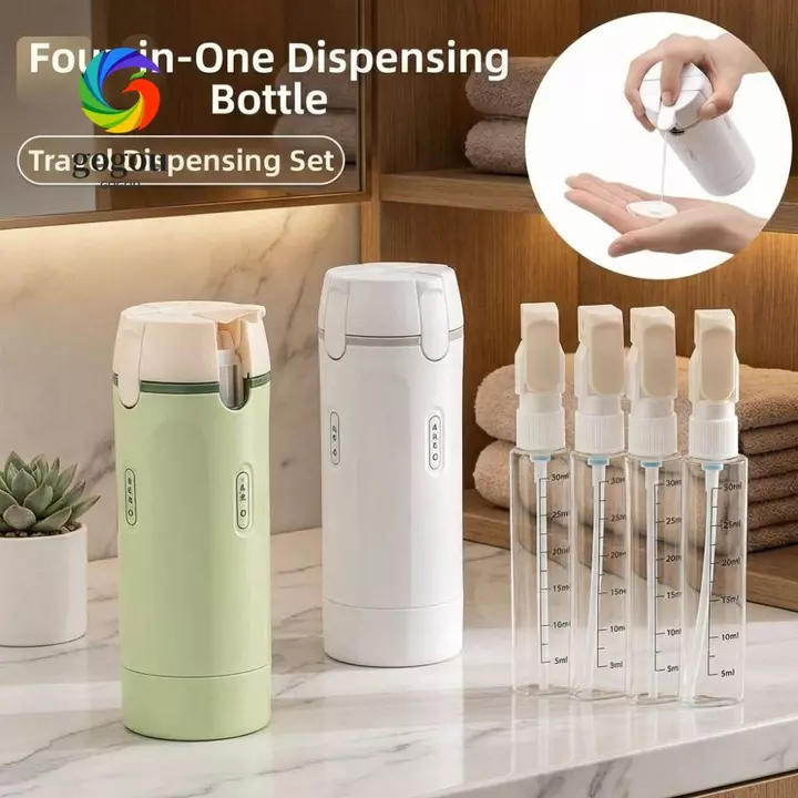 Chai đựng đồ du lịch 4 trong 1 GOGOU, chống rò rỉ có tỷ lệ & nhãn dán Chai đựng đồ vệ sinh du lịch, Chai bơm không chứa BPA có thể đổ lại Vòi hoa sen & Du lịch
