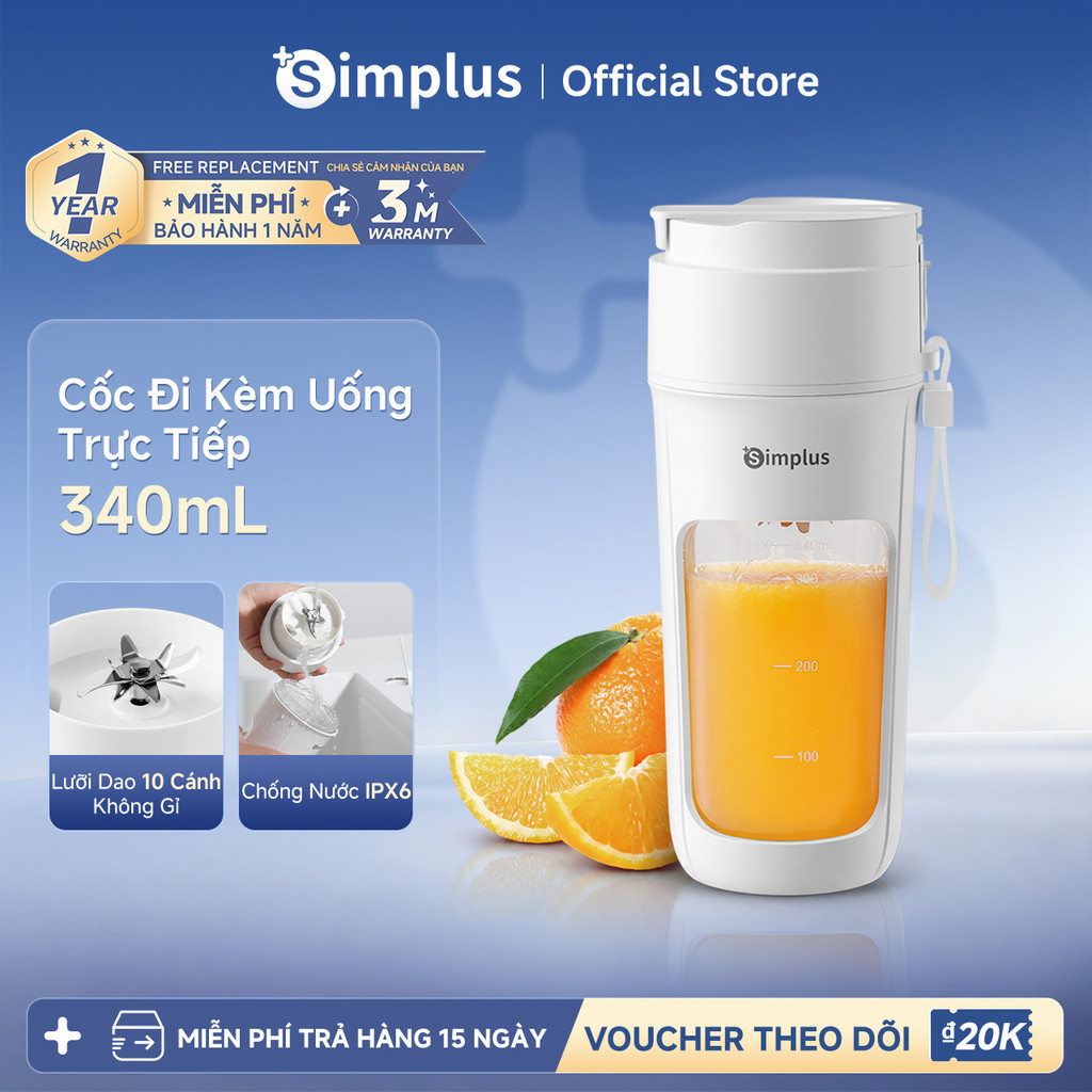 Simplus Máy xay cầm tay Cốc Đi Kèm Uống Trực Tiếp 400ML ZZJH008 - Bảo Hành 1 Năm 1 Đổi 1