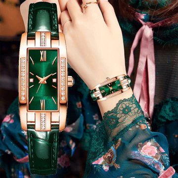 Đồng Hồ Nữ Mới Ánh Sáng Sang Trọng Kim Cương Đồng Hồ Retro Sống Tặng Sinh Viên Nhỏ Xanh Đồng Hồ Niche Đồng Hồ Nữ Thời Trang Đơn Giản