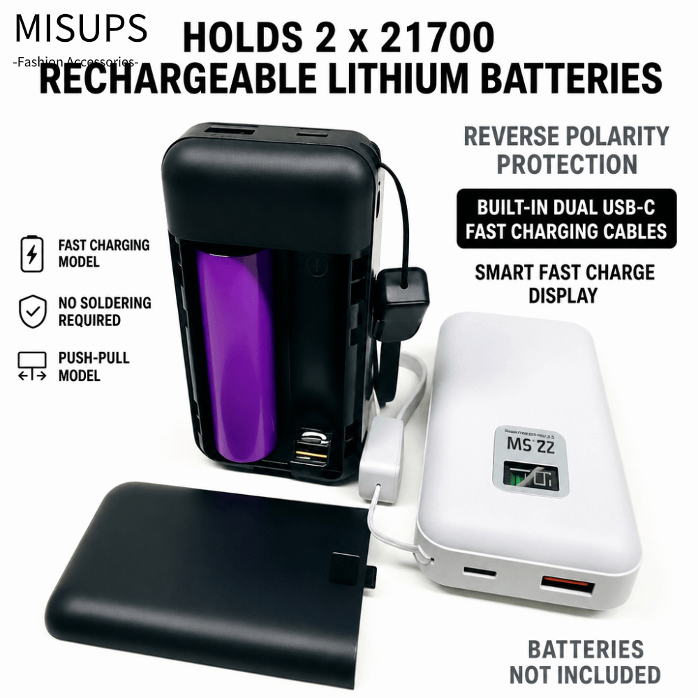 MISUPS Power Bank, Vỏ pin rỗng có thể tháo rời, Chất lượng cao cho 2 chiếc Hộp rỗng 21700 pin (Không bao gồm pin) | BigBuy360 - bigbuy360.vn