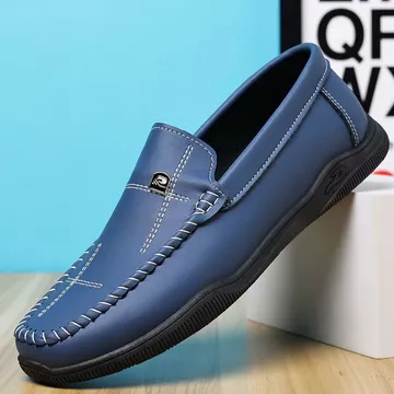 giày lười vải nam giày lười da nam Giày Nam Công Sở Giày Da Mùa Hè Đế Mềm Giày Đậu Hà Lan Da Mềm Đế Mềm Chống Mài Mòn Khử Mùi