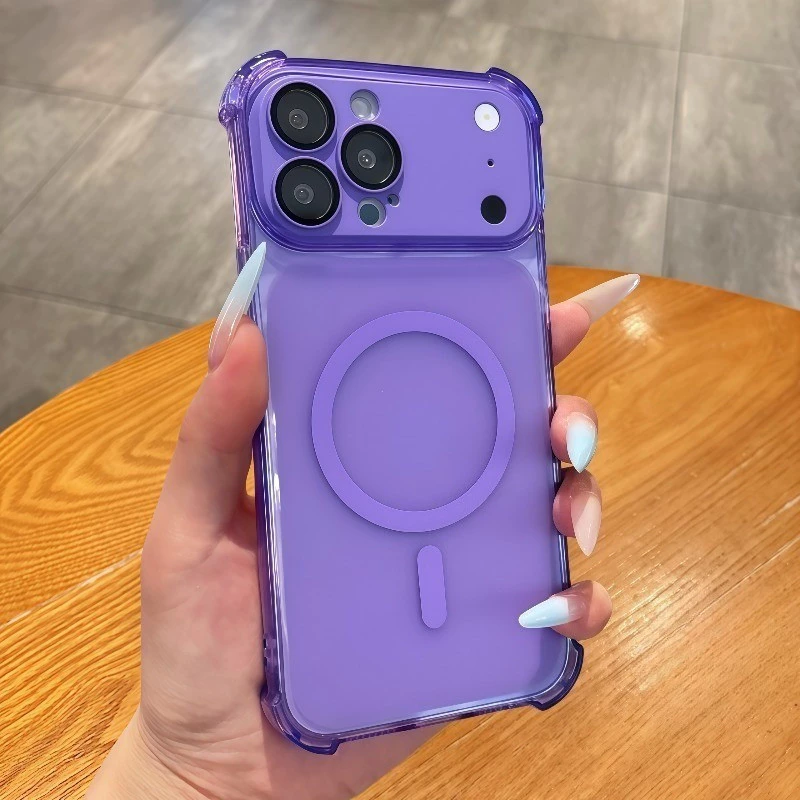 Ốp điện thoại iPhone sạc không dây màu đỏ Cherry sang trọng 18 17 16 15 14 13 12 11 Pro Max TPU Vỏ bảo vệ giảm xóc dày bốn góc có vỏ bảo vệ ống kính có thể tháo rời