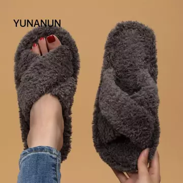 Dép đi trong nhà sang trọng dành cho nữ YUNANUN, Dép đi sàn đế mềm, Dép Cotton ấm áp ấm áp ấm cúng trong nhà mùa đông nóng bỏng dành cho nữ