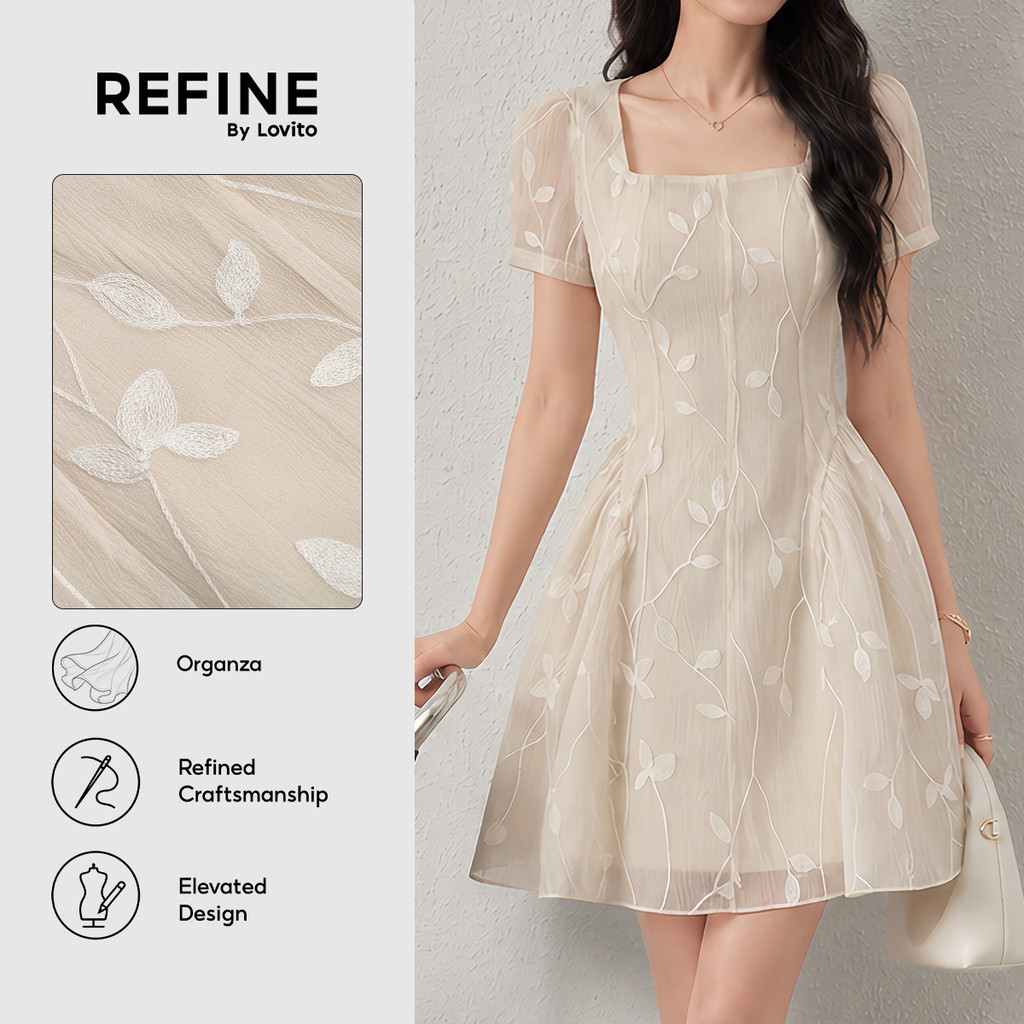 (Refine by Lovito) Đầm Jacquard Đơn Giản Thoải Mái Mùa Hơi Xuyên Thấu Xuân/Hè Màu Mơ Cho Nữ Tiệc/Trang trọng LR38E297