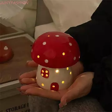 Đèn ngủ nấm JUNYFASHION, Đèn trang trí bàn Ngủ đầu giường Đèn ngủ, Đèn ngủ bảo vệ mắt Bắc Âu dễ thương Đèn ngủ bằng gốm LED Quà tặng sinh nhật