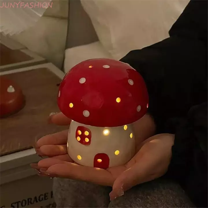 Đèn ngủ nấm JUNYFASHION, Đèn trang trí bàn Ngủ đầu giường Đèn ngủ, Đèn ngủ bảo vệ mắt Bắc Âu dễ thương Đèn ngủ bằng gốm LED Quà tặng sinh nhật