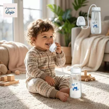 Bình sữa GOJO, Bình sữa sơ sinh cổ bình 150 / 240ml, Bình sữa trẻ sơ sinh rảnh tay dễ thương có ống hút PP Bình sữa trẻ sơ sinh cho bé bú