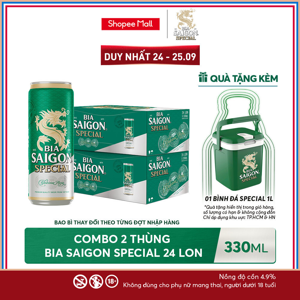 Nồng Độ Cồn 4.9% - Combo 2 Thùng 24 Lon Bia Saigon Special 330ml