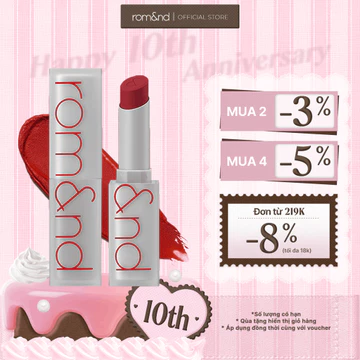 [Rom&nd] Son thỏi lì, lên màu siêu xinh Hàn Quốc Romand Zero Matte Lipstick 3g