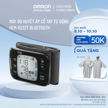 Máy Đo Huyết Áp Cổ Tay Tự Động OMRON HEM-6232T Bluetooth
