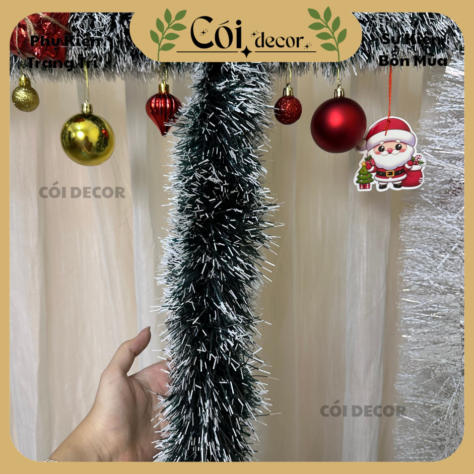 Dây kim tuyến 3 màu, dây chồn noel, trang trí CÓI decor cây thông noel đa dạng màu sắc, mẫu mã