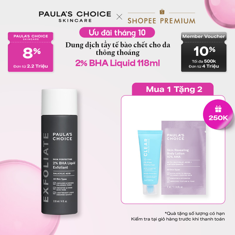 Dung dịch loại bỏ tế bào chết giảm mụn Paula's Choice Skin Perfecting 2% BHA Liquid Exfoliant 2010
