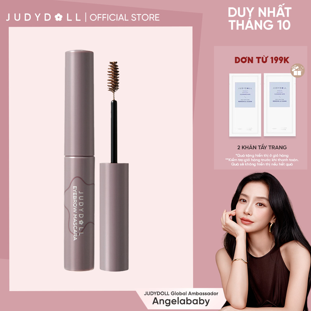 [MỚI] Mascara Lông Mày Đầu Lược JUDYDOLL Longwear Browcara Che phủ cao Đổi màu chân mày Chuốt định hình 4,5g