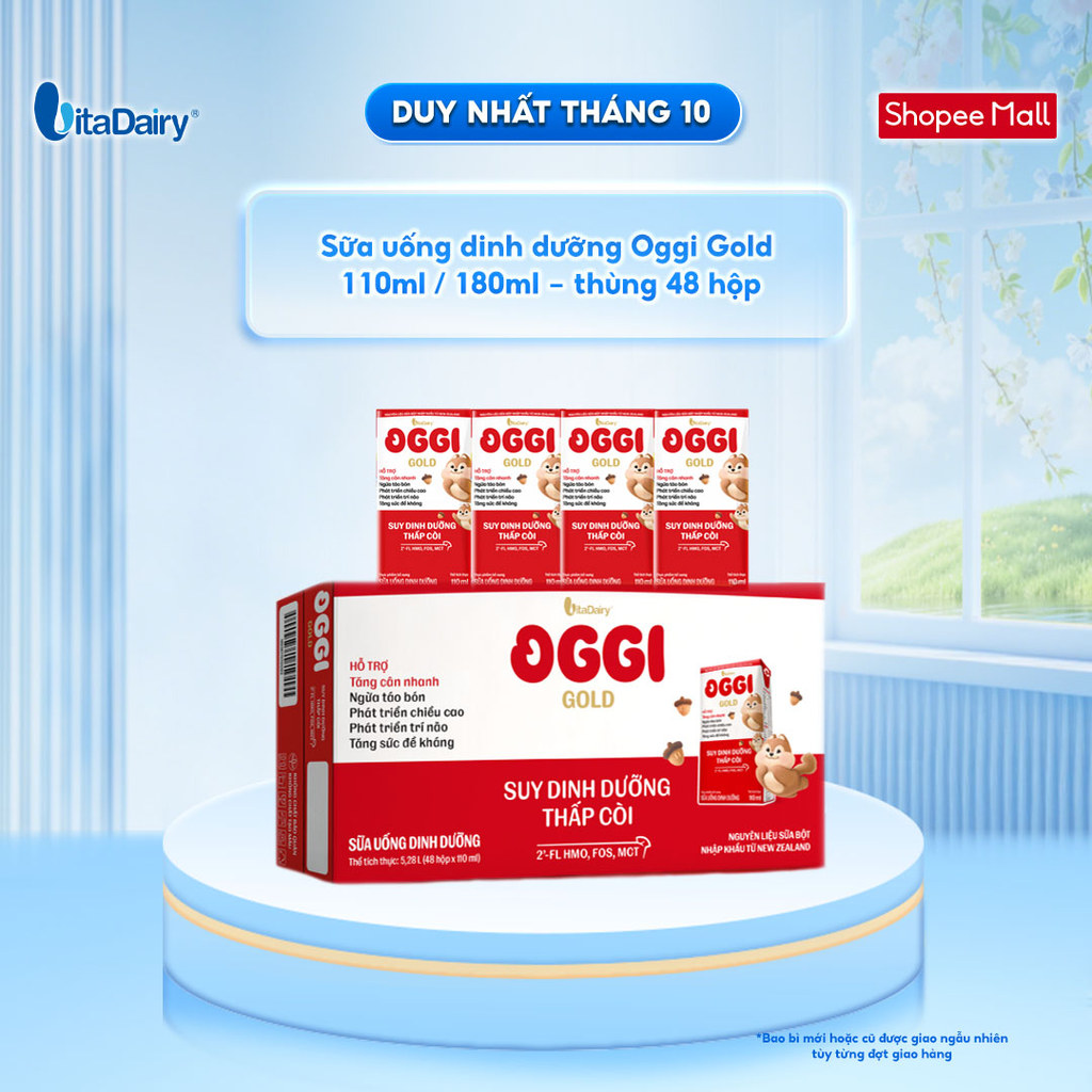 [THÙNG 48 HỘP] Sữa uống dinh dưỡng Oggi Gold giúp bé suy dinh dưỡng, thấp còi - Hộp 110ml