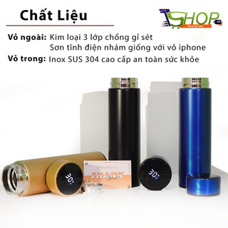 Bình Giữ Nhiệt Nhiệt Kế 500ml Thông Minh, Inox 304 An Toàn Không Gỉ