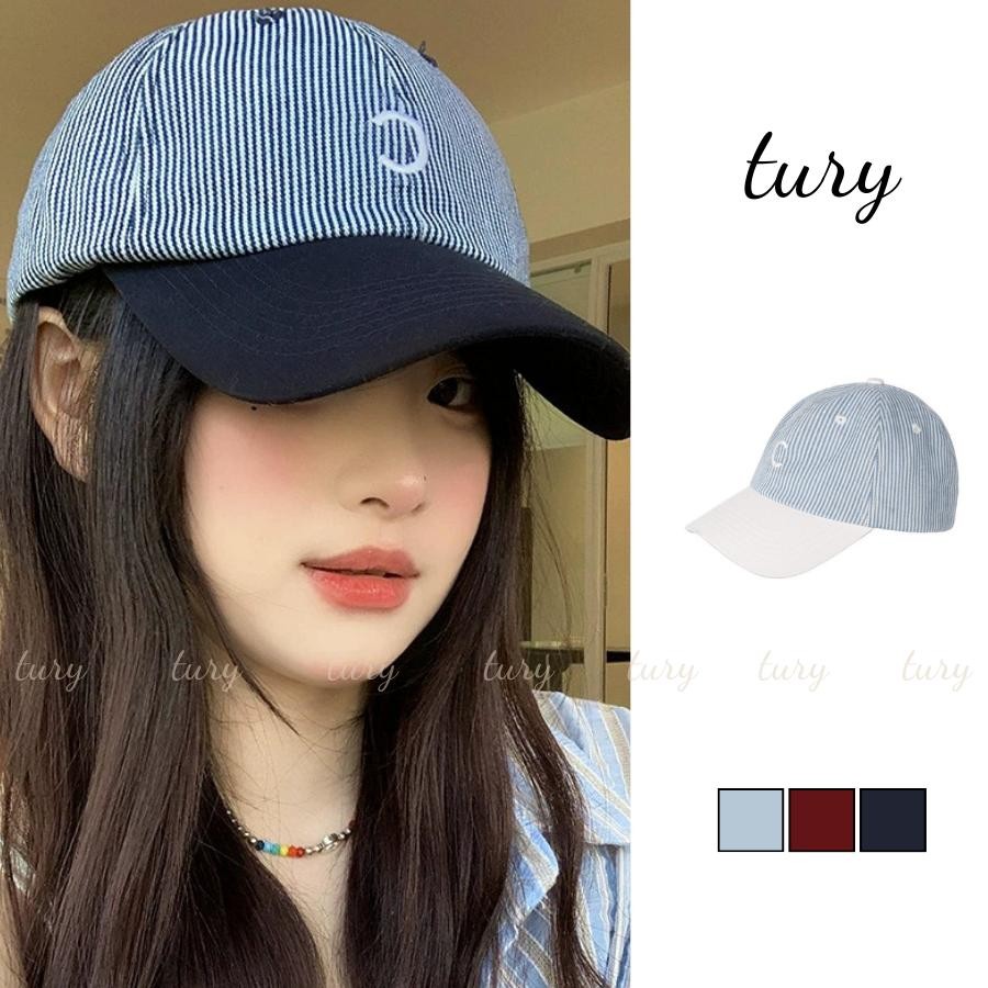 Nón Lưỡi Trai Unisex Nam Nữ - Tury - Mũ Lưỡi Trai Kẻ Sọc Thêu Chữ C - MLT073
