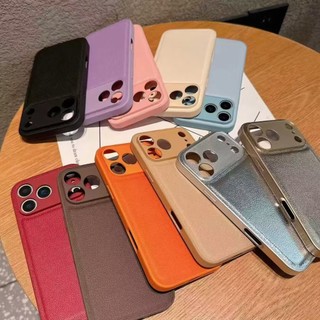Ốp Điện Thoại Da PU Bảo Vệ Toàn Diện Màu Trơn Cho iPhone 17 17Pro 17Air 17Promax 13 14 15 16 Pro Max Chống Sốc Chống Trơn Trượt Nam Nữ Vỏ Di Động