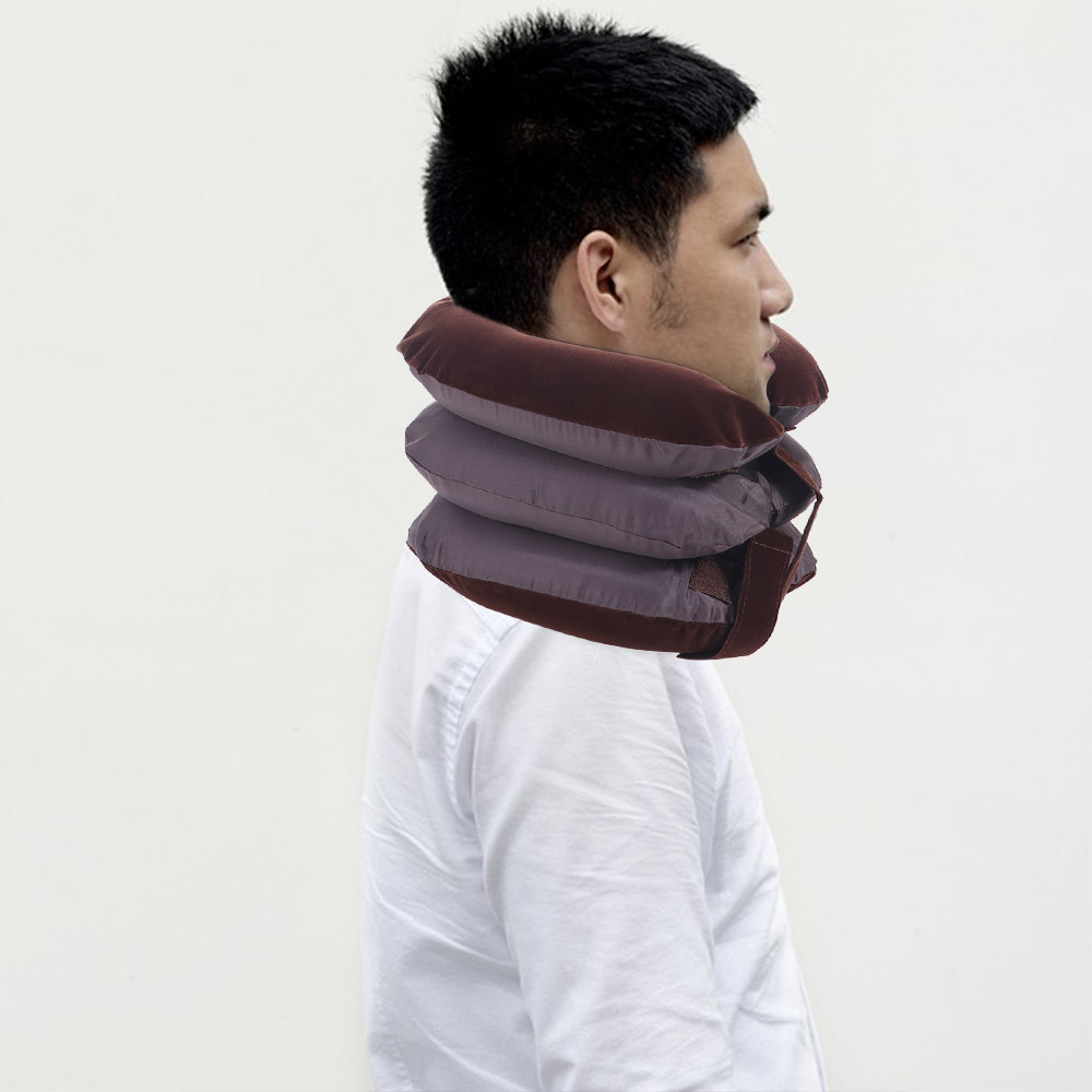 JSJING Cáng Cổ Không Khí Bơm Hơi, Thiết Bị Thiết Bị Lực Kéo Cổ Bảo Vệ 3 Lớp, Hiệu Quả Thoáng Khí Bán Sang Trọng Thoải Mái Cổ Mềm Mại Cổ Tử Cung Gối Du Lịch