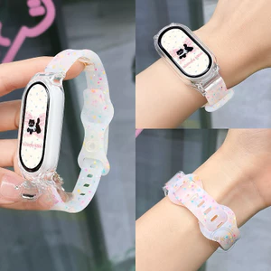 Dây đeo silicon trong suốt cho Xiaomi Mi Band 5/6/3/4/7/8/9/10, vòng đeo tay thông minh, thoáng khí