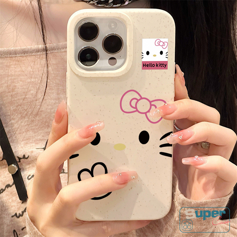 Ốp Lưng Tương Thích Cho IPhone 11 15 13 16 17 Pro Max Air XR 14 12 Pro Max X XS Max 7 13 12 16 17 Pro 8 14 15 6 6s 16 Plus SE 2020 Hoạt Hình Dễ Thương Wink Hello Kitty Bìa mềm nơ
