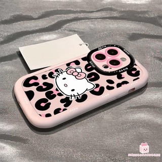 Ốp Lưng Cho Iphone 7Plus 15 14 11 16 13 12 Pro Max 15 14 7 16 8 Plus XS XR X Max Sweet Cool Leopard In Hình Dễ Thương Hello Kitty Cream Puff Soft Cover