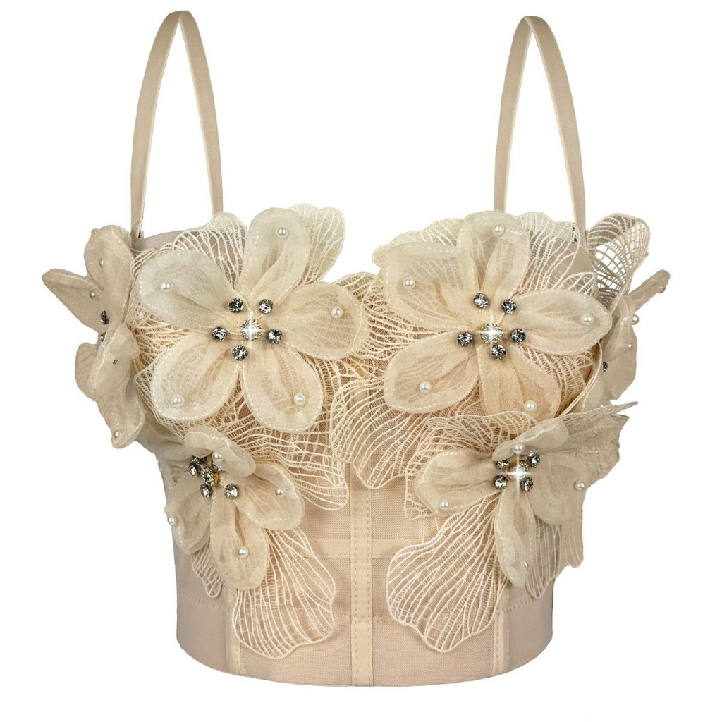 Áo Corset Kẻ Sọc Tay Ba Chiều Hoa Xương Cá Form Slim, Lưới Bán Trong Suốt Gợi Cảm
