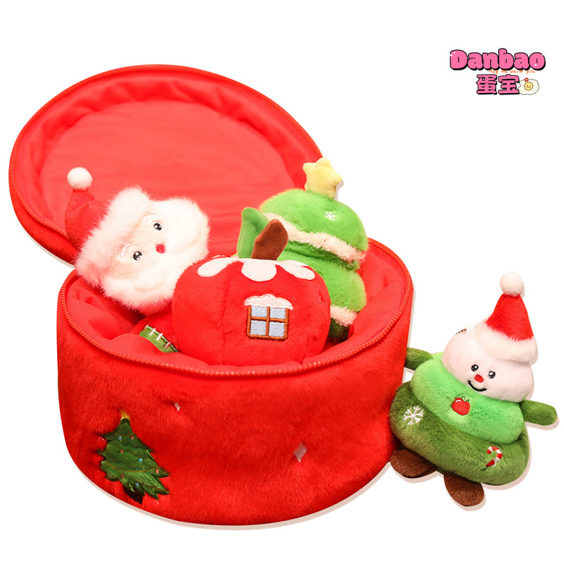 ((DANBAO) Hộp quà Giáng sinh Bạn bè Đồ chơi sang trọng Quà tặng Giáng sinh nhỏ Tất búp bê Chất liệu người tuyết Apple Quà tặng mềm cho trẻ em Quà tặng Giáng sinh Đồ chơi DANBAO