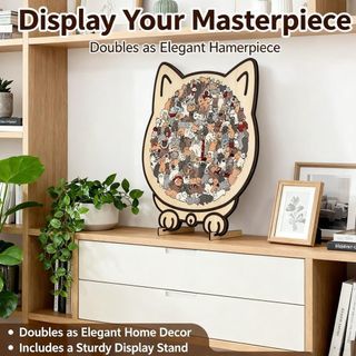 Câu đố ghép hình bằng gỗ hình mèo không cần VOIDLESS, Đồ trang trí câu đố cho mèo 135 mảnh Câu đố hình mèo màu Morandi, với khung hình mèo hình con Macaron màu động vật mèo trang trí