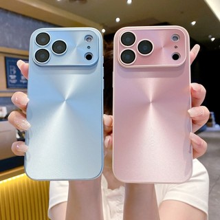 Sang Trọng Kết Cấu CD Cực Quang Ống Kính Bảo Vệ Ốp Lưng Điện Thoại iPhone 17 Air 16 15 14 13 12 11 Pro Max Plus Mờ Khung Kim Loại