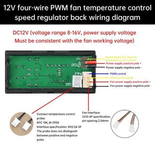 ZTHOME 1 Bộ 12V3A Màn Hình Kỹ Thuật Số Tốc Độ Khung Xe Giảm Tiếng Ồn 4 Dây Quạt Điều Khiển Nhiệt Độ Bộ Điều Khiển Tốc Độ HOT