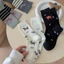 1 Đôi Tất Nữ / Tất Cao Có Họa Tiết Chó Con In Hình Cotton Co Giãn Thời Trang Thể Thao