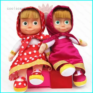 HK1 COD Masha 22-27cm Búp bê Nga Masha và gấu Masha Xe ba bánh trẻ em Đồ chơi búp bê vui nhộn KH1