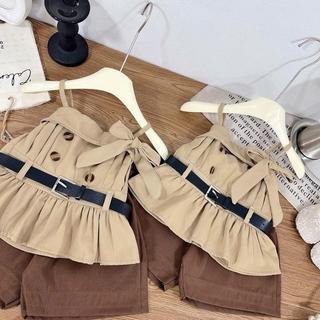 S50- [tomnaukids] Set áo nơ nâu kaki quần nâu size từ 8-30Kg