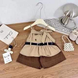 S50- [tomnaukids] Set áo nơ nâu kaki quần nâu size từ 8-30Kg