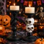 JUNYUE88US Chân nến đầu lâu Halloween, Giá đỡ nến đầu lâu thủ công bằng nhựa sáng tạo, Chân nến thực tế ngộ nghĩnh Trang trí Halloween độc đáo Lễ hội ma