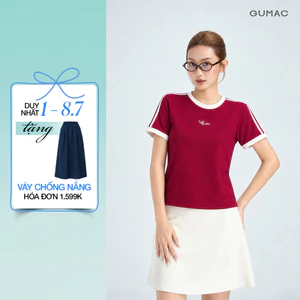 Áo Thun Nữ Gmorning - GUMAC Form Lửng Tay Ngắn Phối Sọc Cá Tính Trẻ Trung Năng Động YATG06045