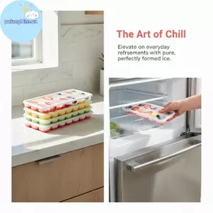 Khay đá silicon không chứa BPA Pufangbliss có nắp 14 viên đá cho đá tươi và sạch VN