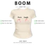 BOOM Áo Baby Tee Nữ Cotton Ôm Body-Áo Thun Ngắn Tay Y2K In Hình PhongCách Mùa Hè, Cổ Tròn Hàng Đầucách hàn quốc phong727