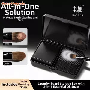 Máy làm sạch cọ trang điểm FAVORITEGOODS, Máy giặt bột cầm tay Mini, Hộp làm sạch xà phòng tinh dầu hiệu quả đa chức năng chuyên nghiệp nhẹ nhàng