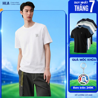 [Hỏa Tốc_4H]  Áo Thun Nam Tay Ngắn HLA Basic Trơn – Logo Thêu Nổi, Thoáng Mát Giữ Form